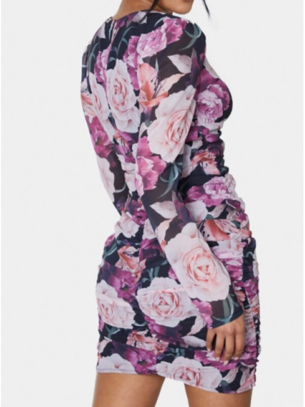 ROCHIE BODYCON CU IMPRIMEU TRANDAFIRI