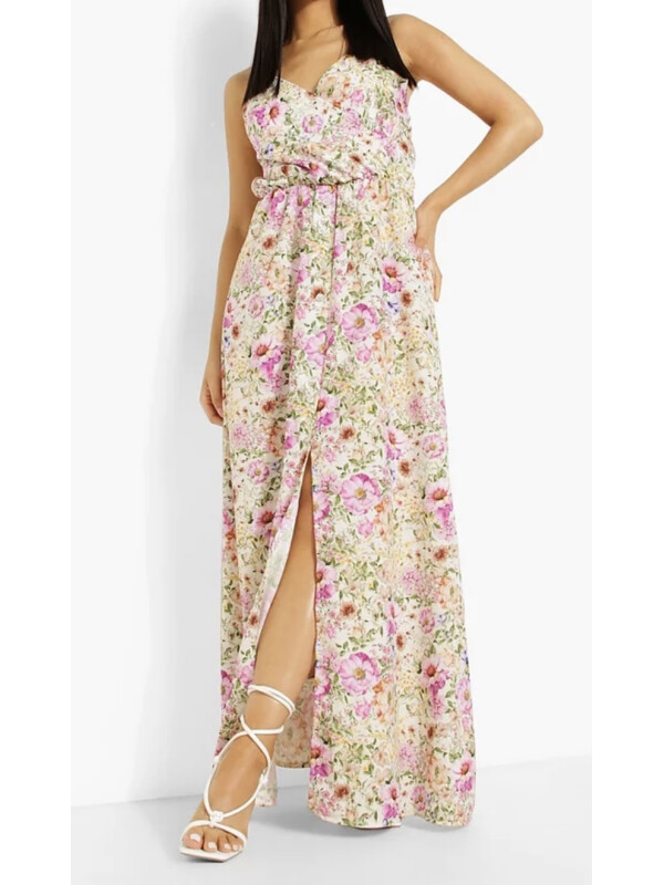 Rochie maxi cu înfășurare florală mică