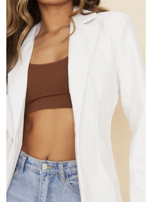 BLAZER ALB CU TIV CURBA DIN ECOPIELE