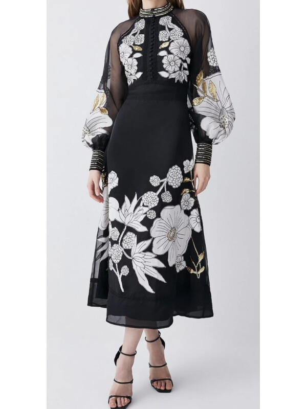 ROCHIE MIDI CREM CU BRODERIE 