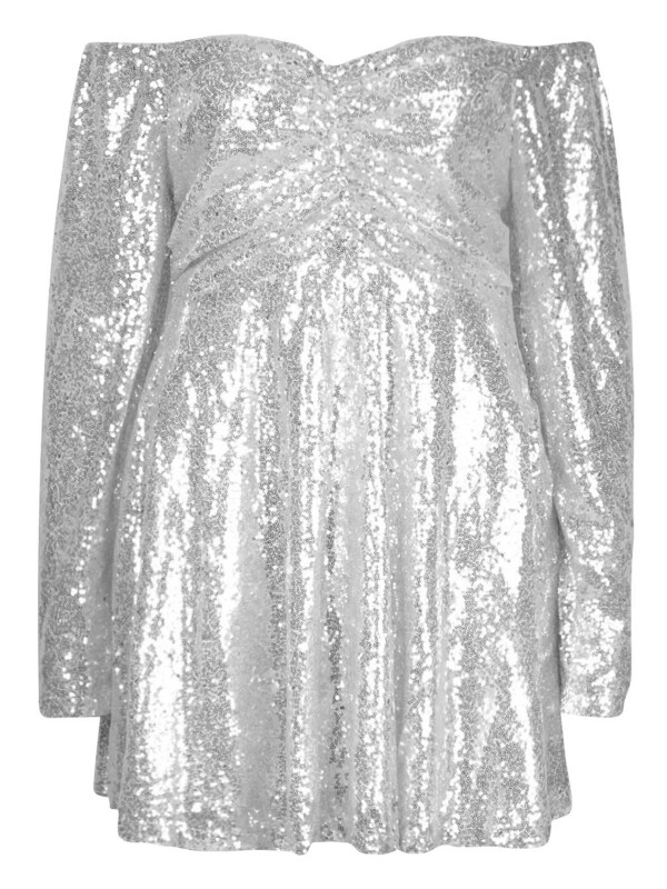 Plus Rochie Skater cu maneci bufante cu paiete