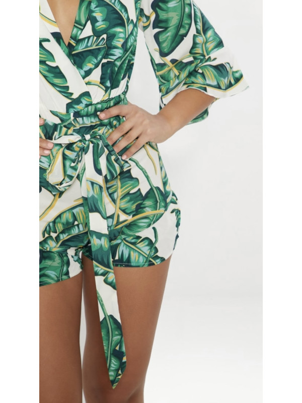 SALOPETA VERDE TROPICAL CU MANECI