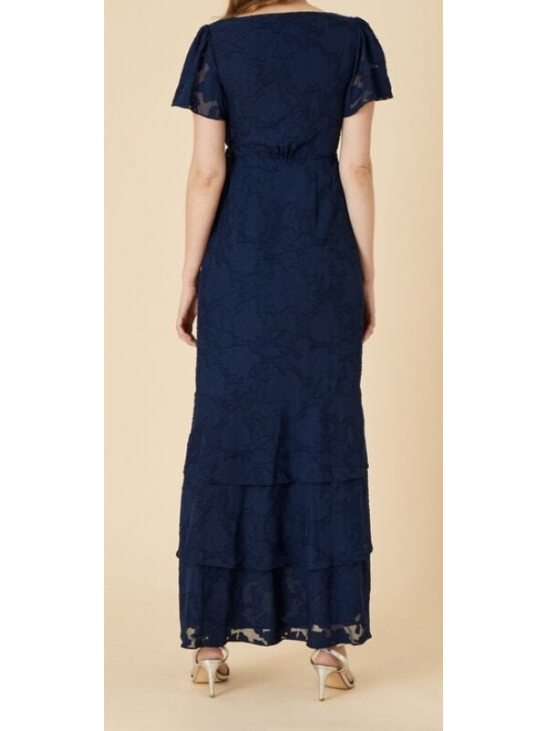 Rochie maxi Naomi albastră, petrecută, cu volănașe-Bleumarin-34