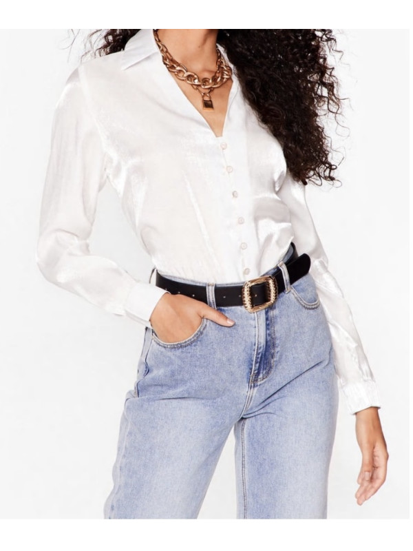 Cămașă cu nasturi din satin perlat Nasty Gal 