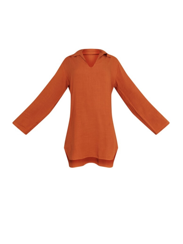 ROCHIE CAMASĂ OVERSIZE CU GULER ÎN ASPECT DE IN 