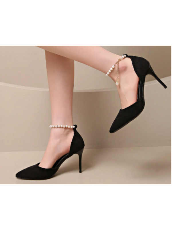 Pantofi negri din catifea