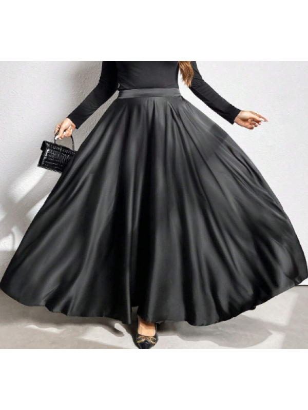 Fustă evazată elegantă în culoare solidă