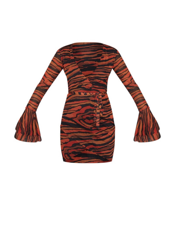 ROCHIE BODYCON CU IMPRIMEU ZEBRĂ ORANGE