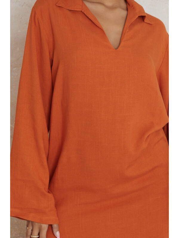 ROCHIE CAMASĂ OVERSIZE CU GULER ÎN ASPECT DE IN 