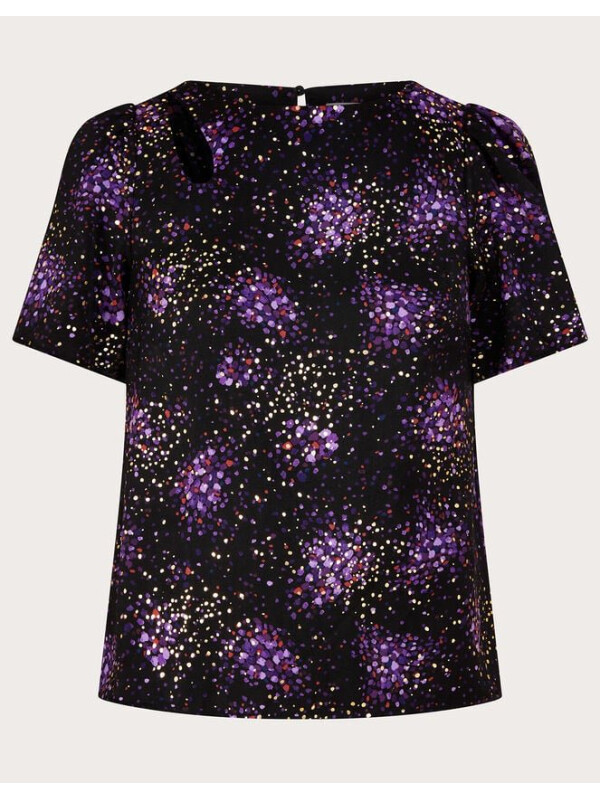 Tricou mov Celestia cu imprimeu metalizat