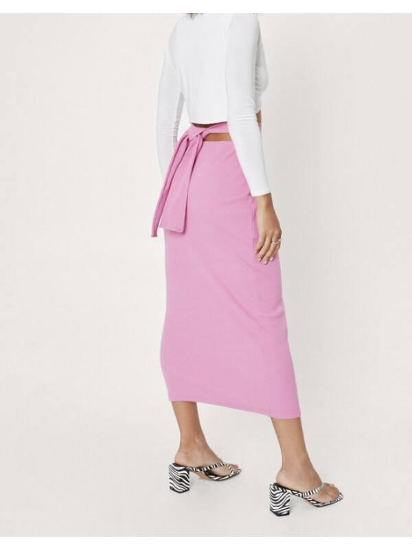 Fusta midi roz Nasty Gal 