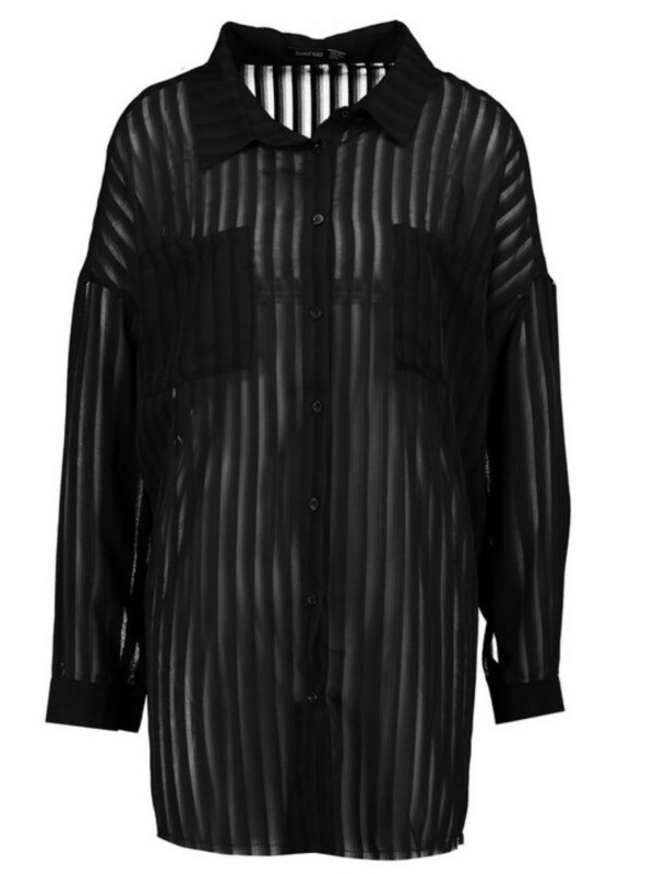 Cămașă transparentă cu dungi Boohoo