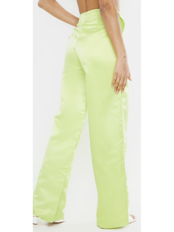PANTALONI CHARTREUSE SATIN CU TALIE ÎNALTĂ