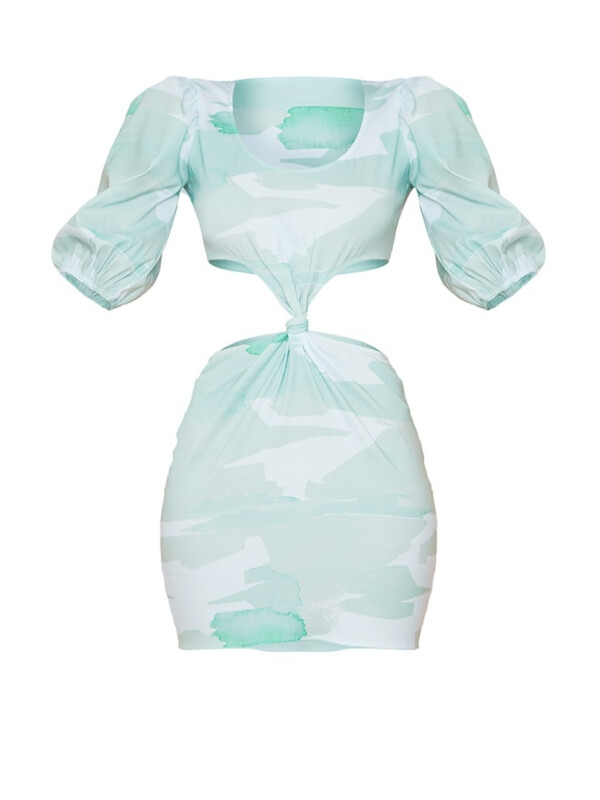 ROCHIE VERDE MENTA CU NOD IN FATA 