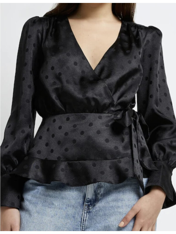 BLUZA DIN SATIN NEGRU 