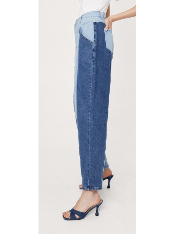 Blugi Mom Denim în două tonuri Nasty Gal