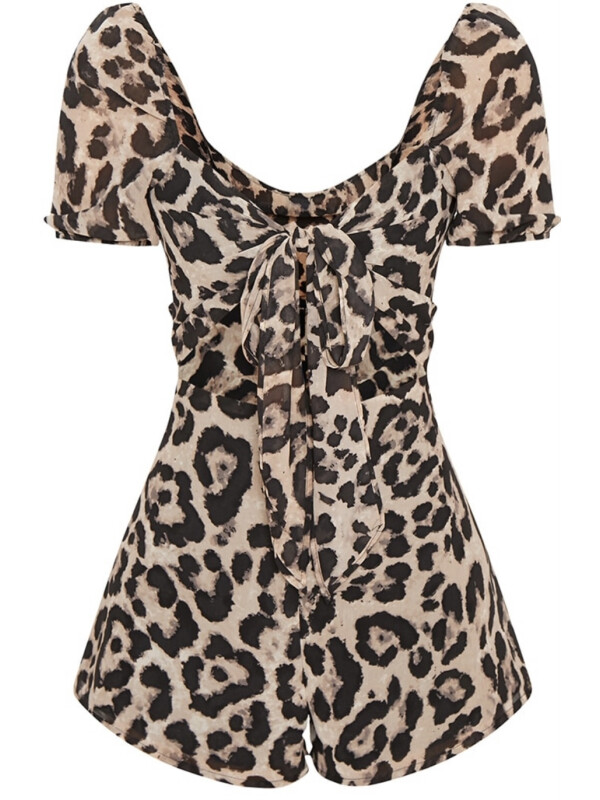 Salopeta scurta cu imprimeu leopard 