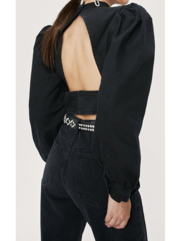 Bluza denim negru Nasty Gal 
