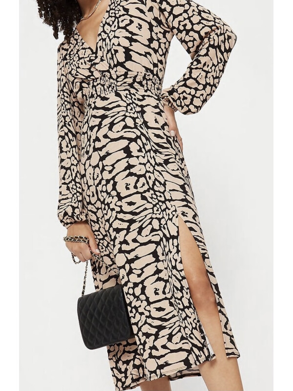 ROCHIE MIDI PRINT CU TALIE ÎNCREŢITĂ