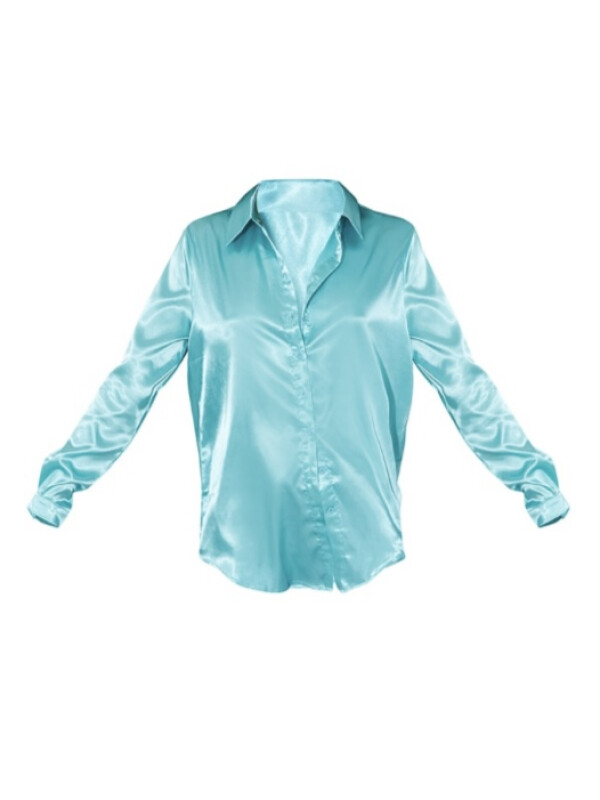 Cămașă din satin albastru strălucitor