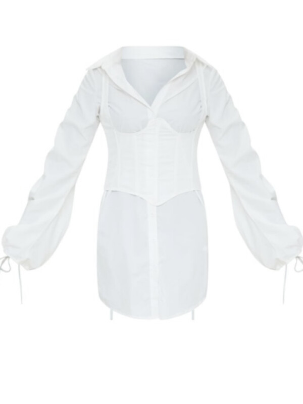 ROCHIE CAMAȘĂ ALBĂ, CU MÂNECI EVAZATE 