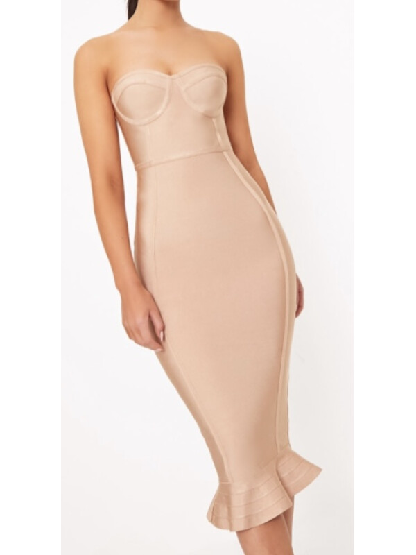 ROCHIE MIDI BANDAGE CU TIV CAMEL