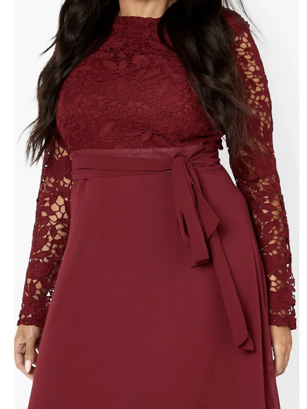 Rochie midi cu contrast din dantela Plus Ocazie