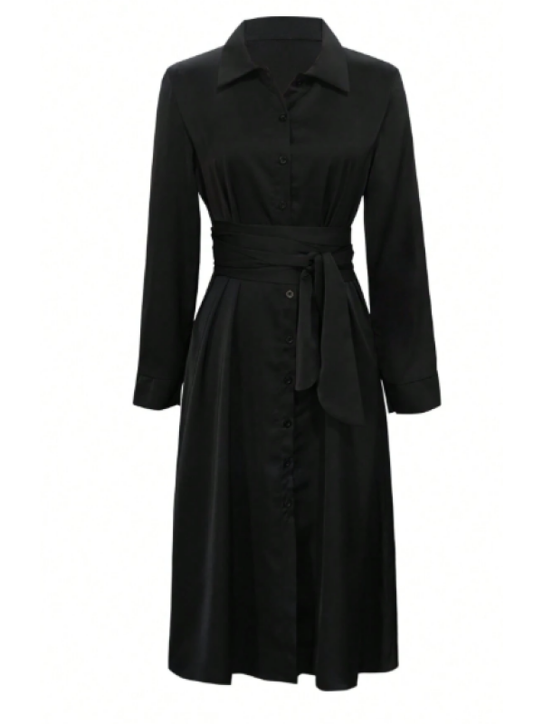 Rochie elegantă de damă cu guler răsturnat,