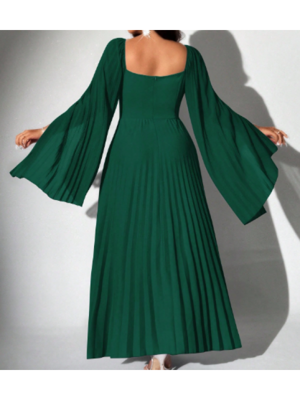  Rochie elegantă din șifon plisat,  cu mânecă lungă,