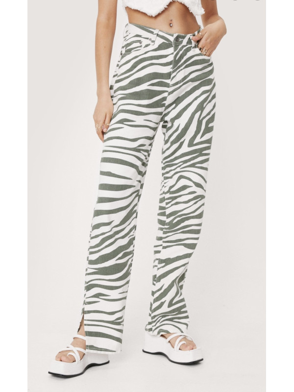 Blugi Zebra cu picior drept cu tiv despicat 