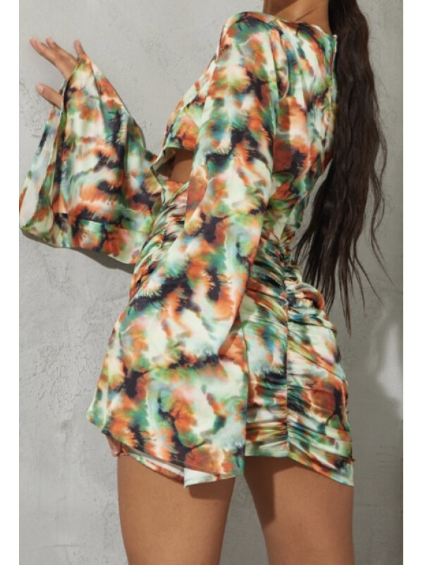 ROCHIE MULTI TIE DYE SATIN DECUPĂTĂ 