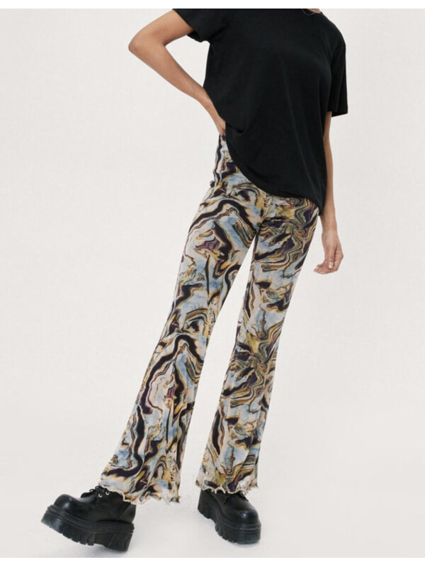 PANTALONI DIN PLASĂ CU IMPRIMEU MARMURĂ