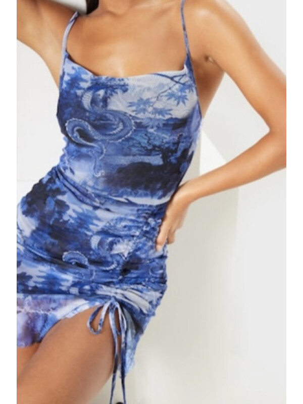 ROCHIE ALBASTRA CU IMPRIMEU DRAGON 