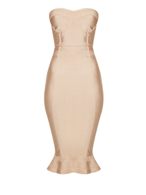 ROCHIE MIDI BANDAGE CU TIV CAMEL