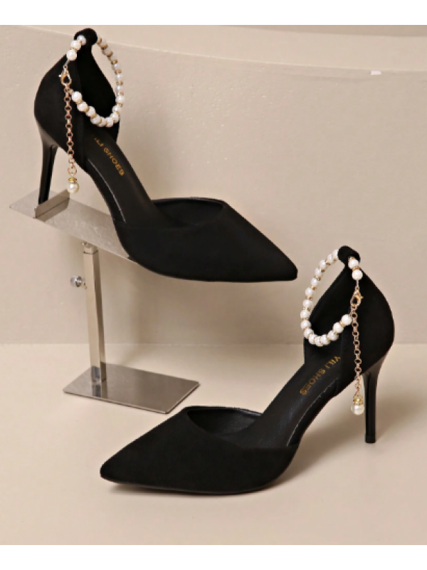 Pantofi negri din catifea