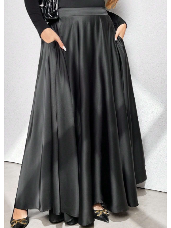 Fustă evazată elegantă în culoare solidă