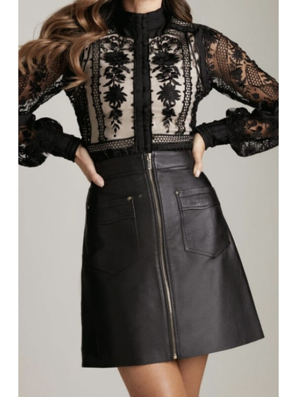 FUSTA MINI DIN PIELE