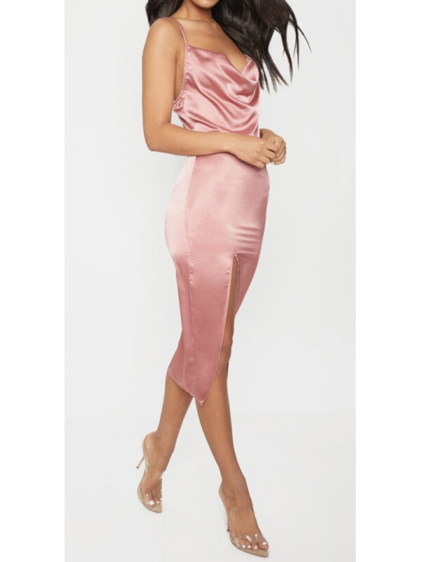 ROCHIE MIDI DIN SATIN  ROSE