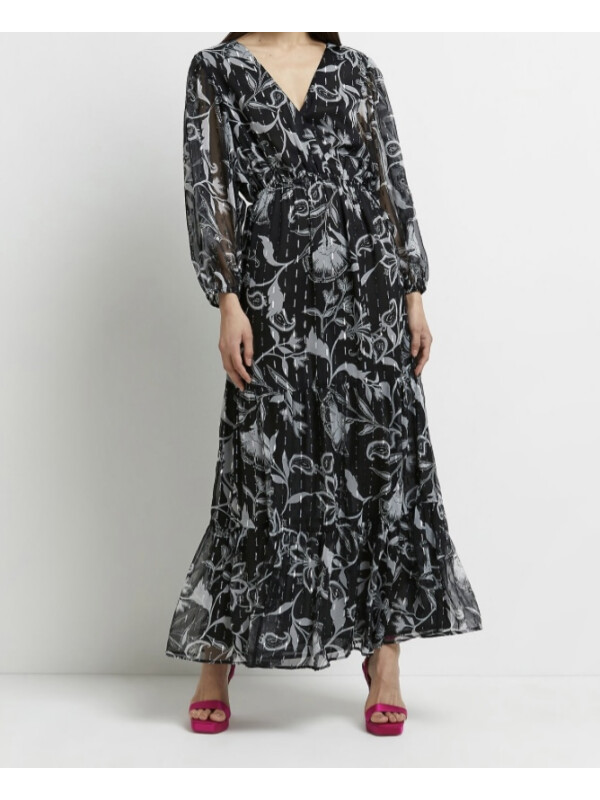 ROCHIE LUNGA CU FLORI GRI 