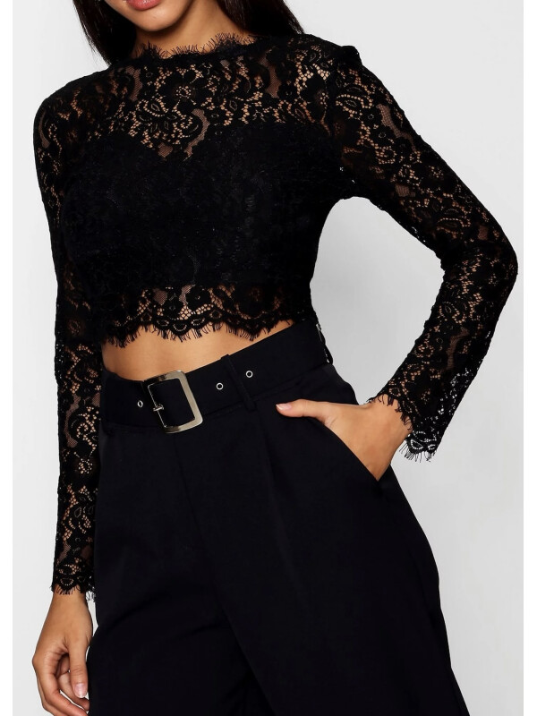 Crop top din dantelă premium