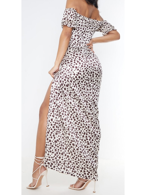 ROCHIE MAXI BARDOT WRAP CU STONE DALMATIAN