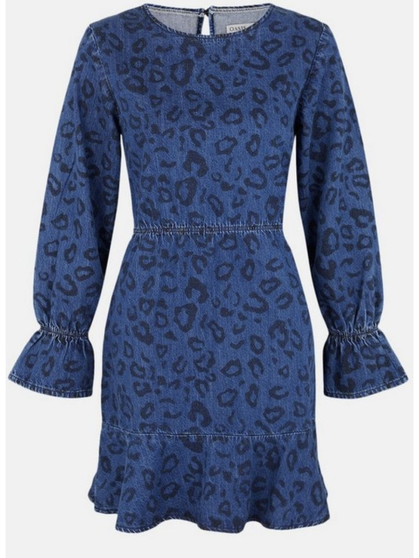 Rochie denim leopard