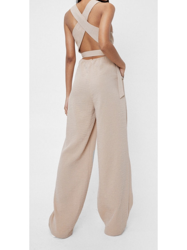 Salopetă încrucișată cu picior lat decupat 