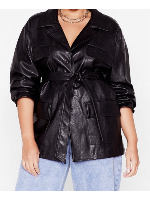  Jachetă cu curea din piele artificială Nasty Gal