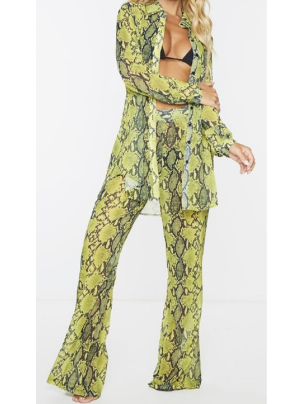 PANTALONI GALBEN DE PLAJĂ IMPRIMEU SARPE