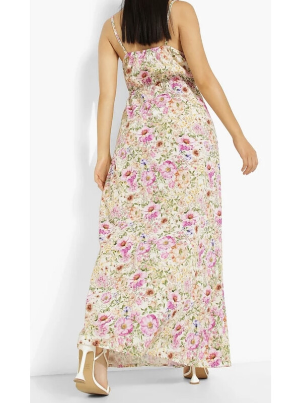 Rochie maxi cu înfășurare florală mică