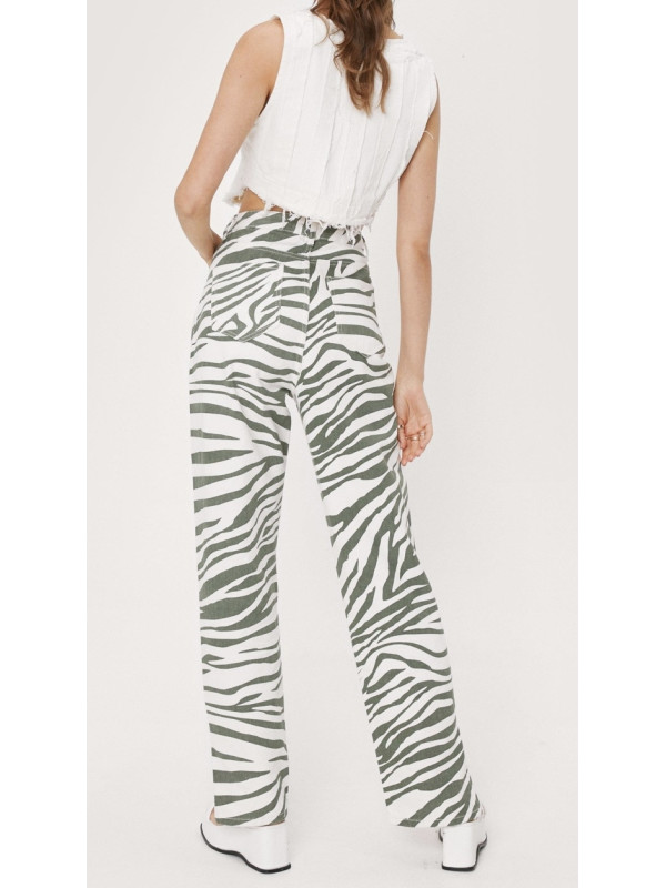 Blugi Zebra cu picior drept cu tiv despicat 