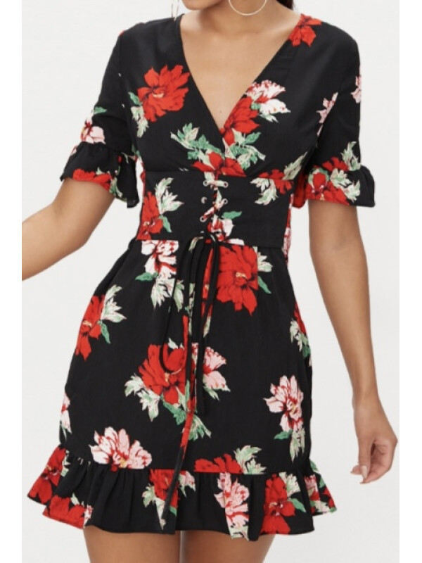 ROCHIE SWING FLORALA CORSET NEAGRA
