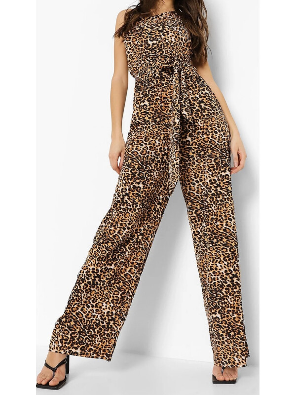 Salopetă leopard cu un umăr