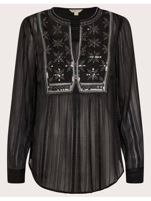 Bluză cu bretele brodate Haley-Negru-M